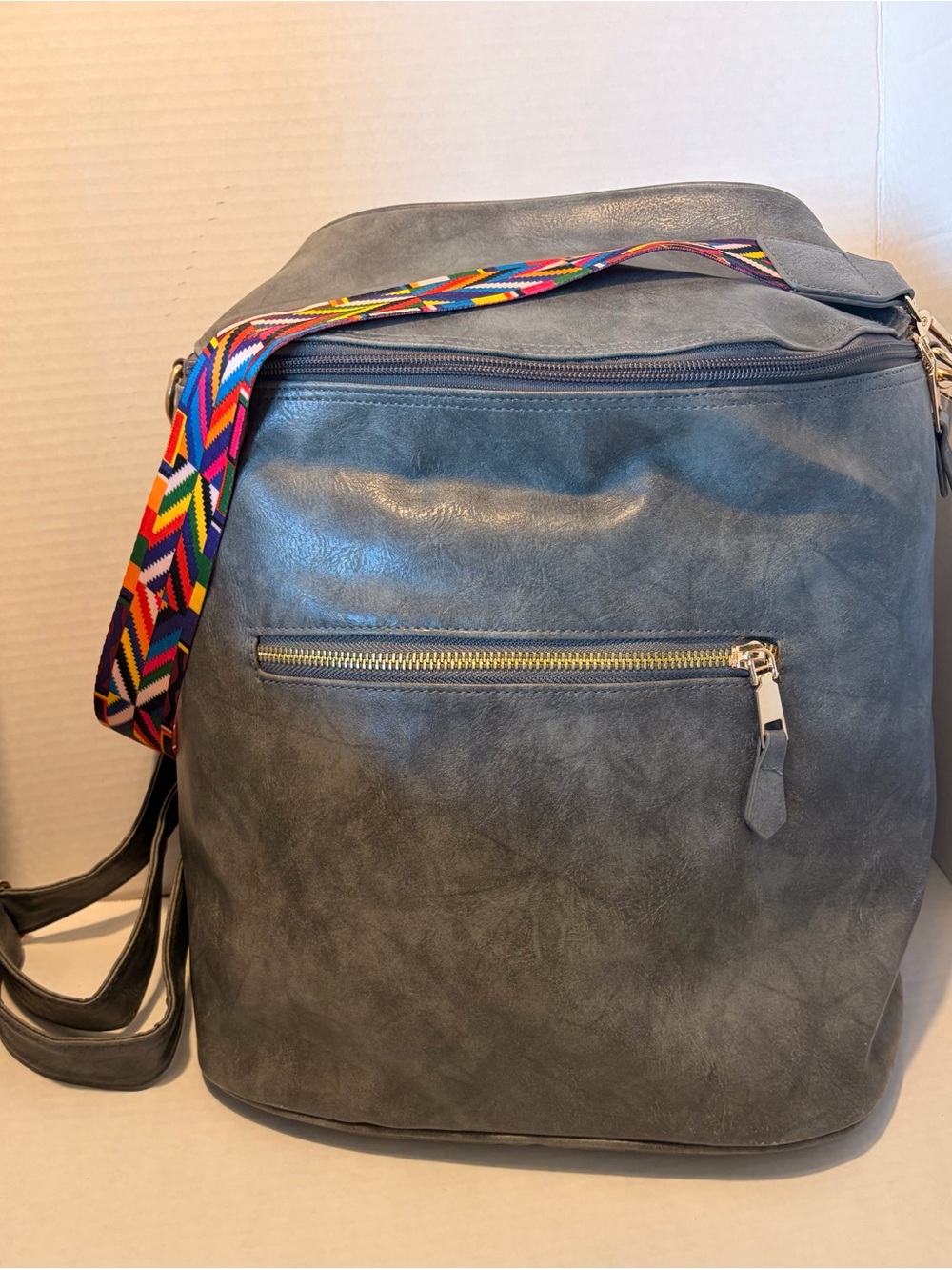Source Unknown Gray Women's Backpack with Colorful Woven Strap